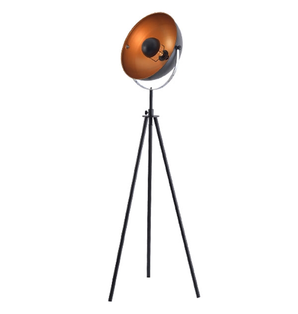 ACA Decor Φωτιστικό Δαπέδου Camara Μαύρο Ματ & Χρυσό Βαφής