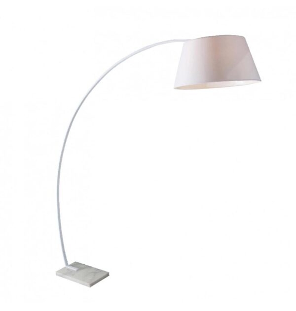 ACA Decor Φωτιστικό Δαπέδου Lennon 1Φ Μεταλλικό με Μάρμαρο Λευκό και Καπέλο Υφασμάτινο Λευκό