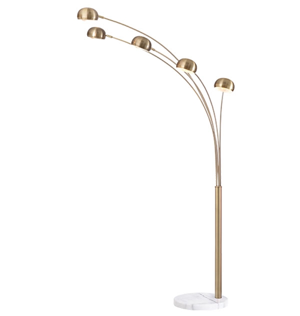 ACA Decor Φωτιστικό Δαπέδου Markella 5Φ Σατινέ Μπρονζέ με Κυκλική Κεφαλή Μεταλλικό