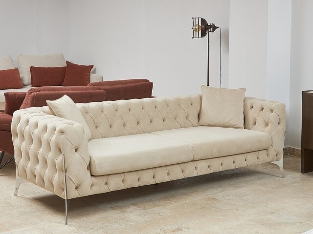 Chesterfield καναπές Jenny 3Θ μπεζ